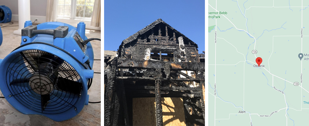 Water damage cleanup services in Okeana