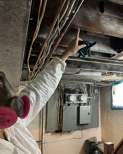 Water damaged basement steps in Cincinnati